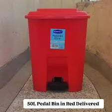 Kenpoly 50L Pedal Bin - Durable Red Waste Bin Murukali.com