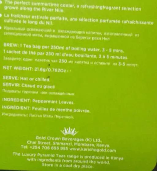 Kericho Gold Pure Peppermint Tea Murukali.com