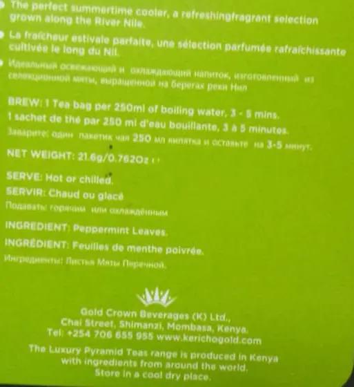 Kericho Gold Pure Peppermint Tea Murukali.com