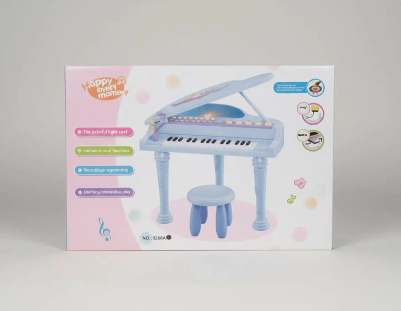 Elektrisches Spielzeug-Flügelklavier für Kinder mit Hocker – Licht- und Musik-Spielset