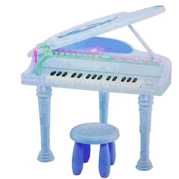 Kids Electric Grand Piano Toy with Stool – Light & Music Playset