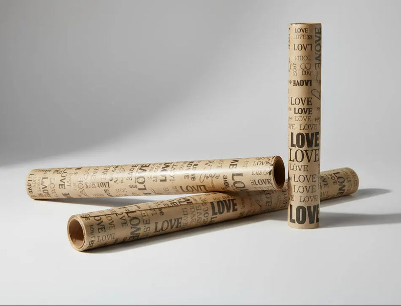 Geschenkpapier mit LIEBES-Aufdruck