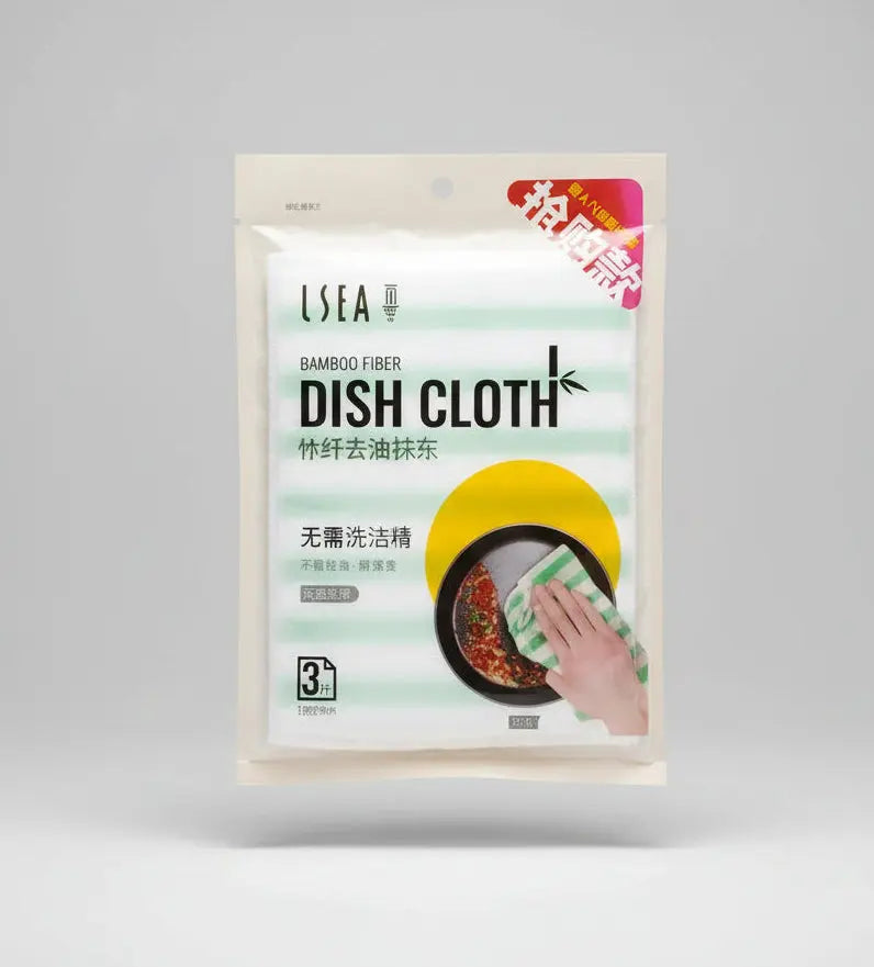 LSEA Bamboo Fiber Dish Cloths –  3pcs