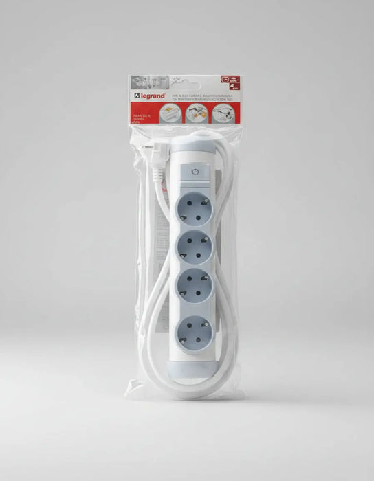 Legrand 5-Outlet Extension Power Strip – French Type Socket (16A, 230–240V)