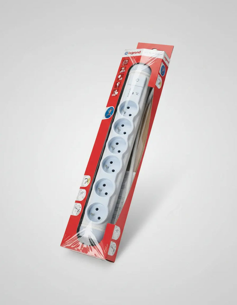 Legrand 6-Socket Power Extension Strip with Surge Protection