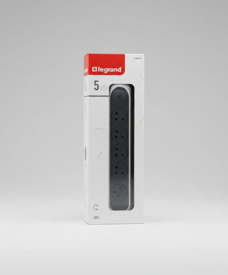 Legrand Rotating Power Strip – 5 Outlets 3m Cable Extra-Flat Design