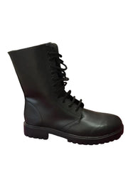 Long Black Leather Lace To The Top Boots For Adults murukali.com