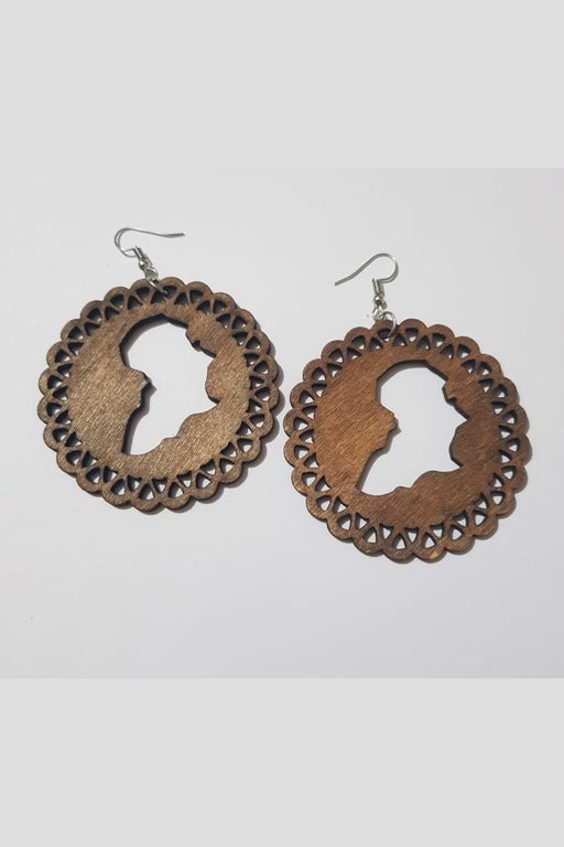 Lovely Circle-shaped with Africa Map Wood Earrings murukali.com