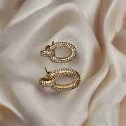 Luxe Gold Oval Drop Earrings with Diamond Embellishments Maman Fatu