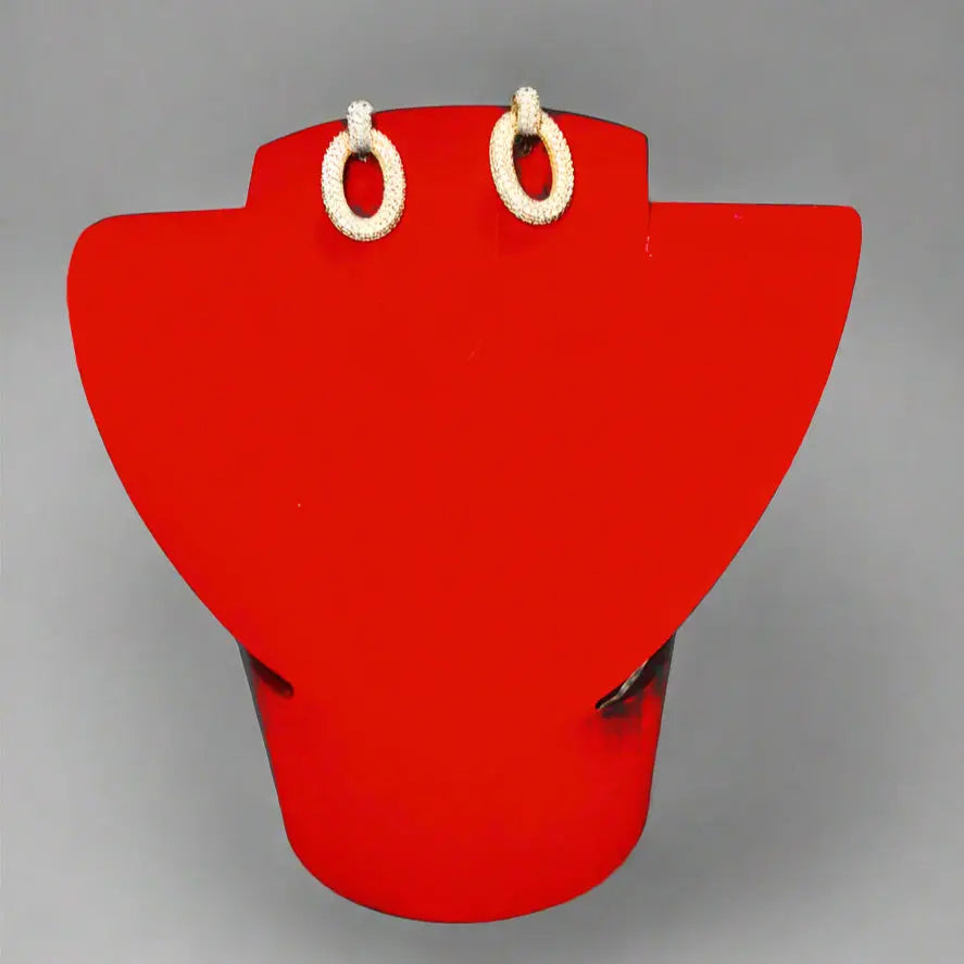 Luxe Gold Oval Drop Earrings with Diamond Embellishments Maman Fatu