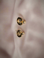 Luxe Gold Oval Drop Earrings with Diamond Embellishments Maman Fatu