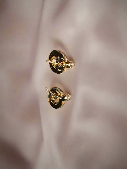 Luxe Gold Oval Drop Earrings with Diamond Embellishments Maman Fatu
