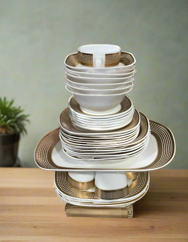 Luxury Gold Rim Porcelain Dinnerware Set Murukali.com