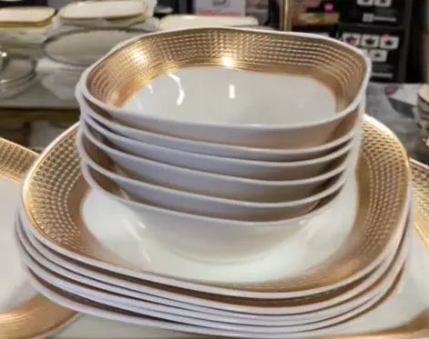 Luxury Gold Rim Porcelain Dinnerware Set Murukali.com