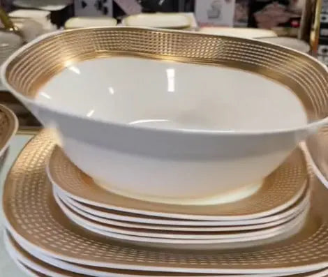 Luxury Gold Rim Porcelain Dinnerware Set Murukali.com