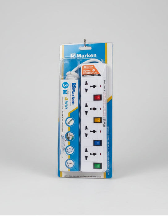Marken 3M 4-Way Universal Power Extension with Surge Protector