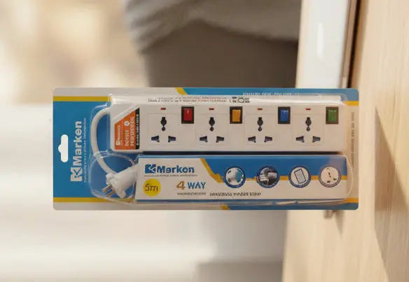 Marken 4-Way Universal Power Strip with Surge Protection – 5m Cable
