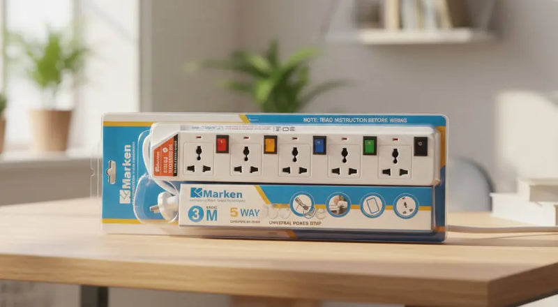 Marken 5-Way Universal Power Strip with Surge Protection – 3M Cable