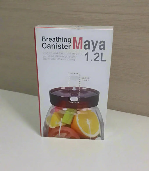 Maya 1.2L Glass Food Storage Jar with Breathing Valve Lid Murukali.com