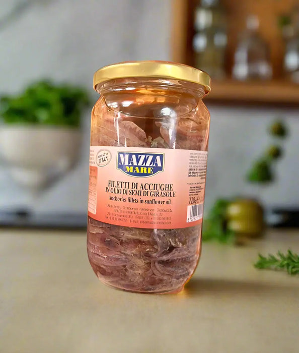 Mazza Mare Anchovies Fillets in Sunflower Oil 720g Murukali.com
