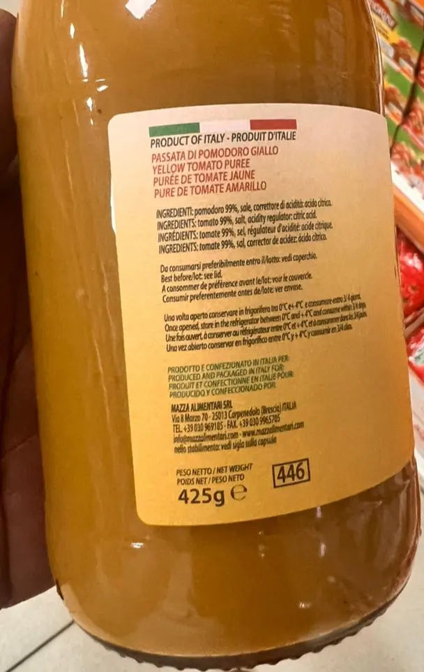 Mazza Yellow Tomato Purée 425g Murukali.com