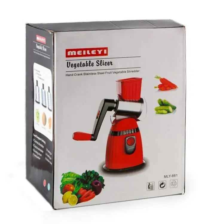 Meileyi Rotary Cheese Grater, 3-in-1 Multi-functional Mandoline Vegetable Shredder, Slicer, 3 Drum Blades in Set Murukali.com