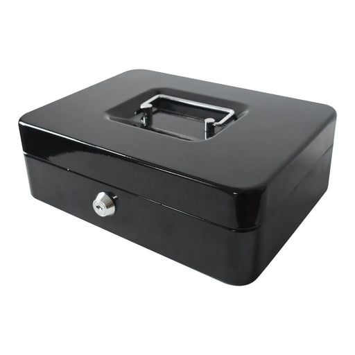 Metal Cash Box with Cash Tray and Key Lock, Black murukali.com