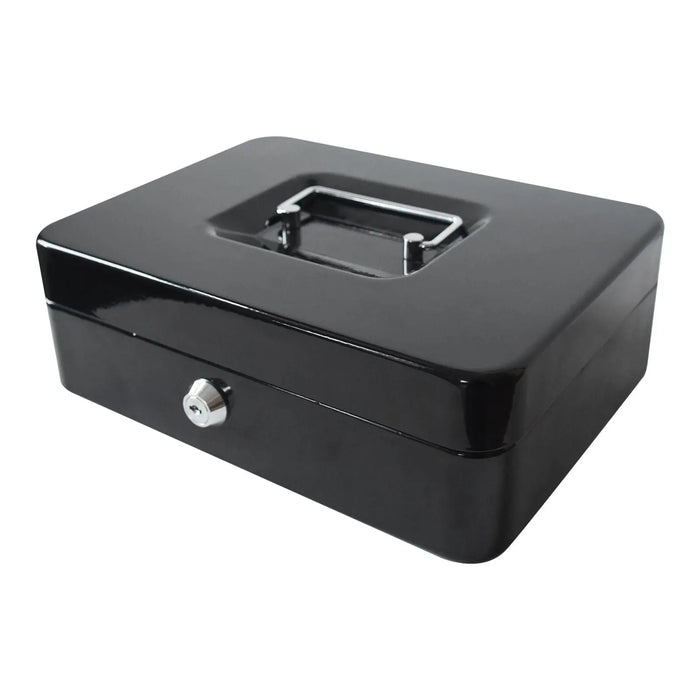 Metal Cash Box with Cash Tray and Key Lock, Black murukali.com