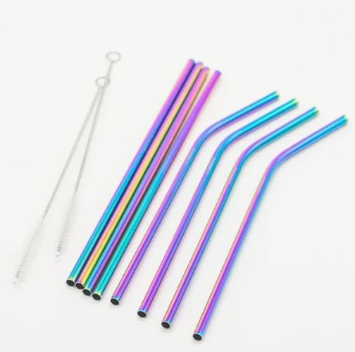 Metal Drinking Straws - Iridescent (8 Pack) murukali.com