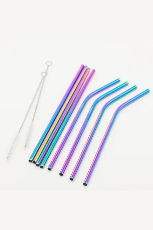 Metal Drinking Straws - Iridescent (8 Pack) murukali.com