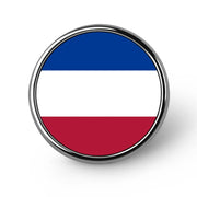 Metal Pin Badge with Blue White and Red Diagonal Stripes Design Murukali.com