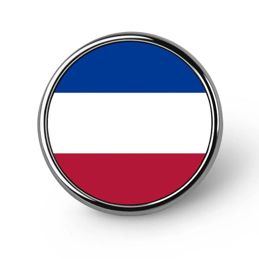 Metal Pin Badge with Blue White and Red Diagonal Stripes Design Murukali.com