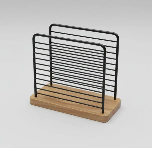 Modern Wooden & Black Metal Napkin Holder Murukali.com