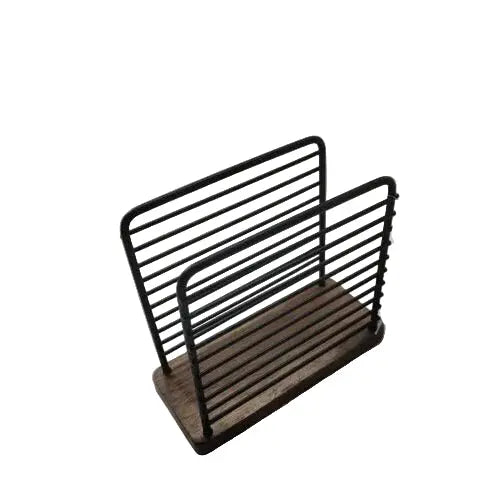 Modern Wooden & Black Metal Napkin Holder Murukali.com