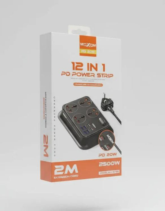 Moxom MX-ST24 12-in-1 PD Power Strip – 4 Sockets & Fast Charging USB Ports Murukali.com