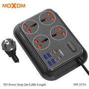 Moxom MX-ST24 12-in-1 PD Power Strip – 4 Sockets & Fast Charging USB Ports Murukali.com