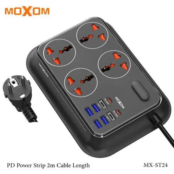 Moxom MX-ST24 12-in-1 PD Power Strip – 4 Sockets & Fast Charging USB Ports Murukali.com