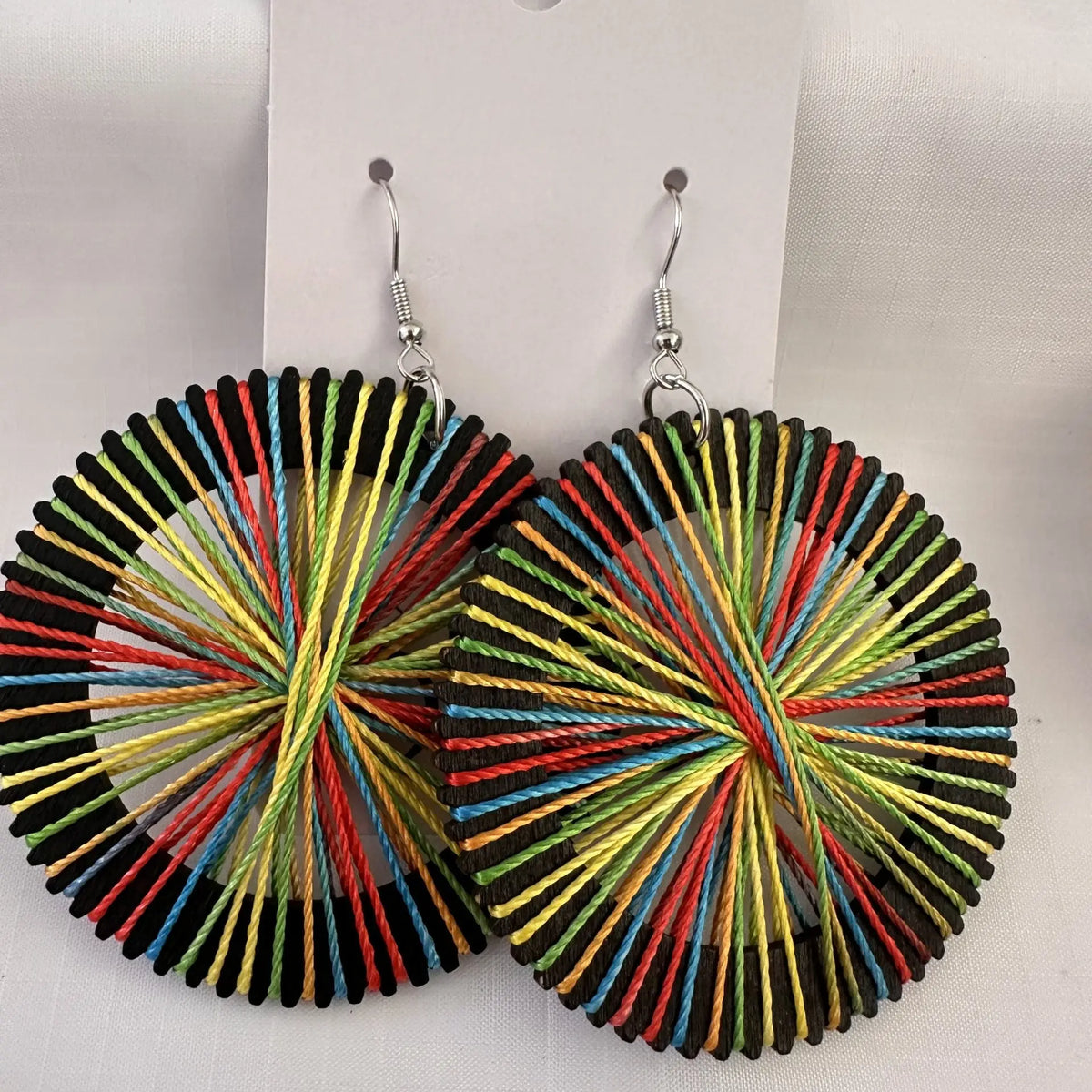 Multicolored Woven Statement Earrings (Made in Rwanda) - Murukali.com