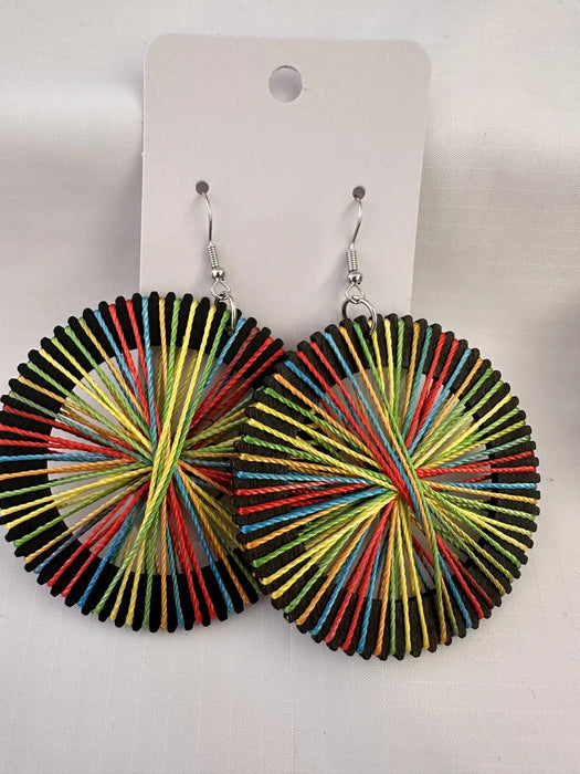 Multicolored Woven Statement Earrings (Made in Rwanda) Murukali.com