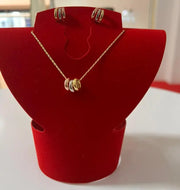 Multitone Triple Ring Necklace and Earring Set Maman Fatu