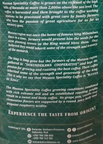 Musasa Organic Arabica Red Bourbon Coffee 500g Murukali.com