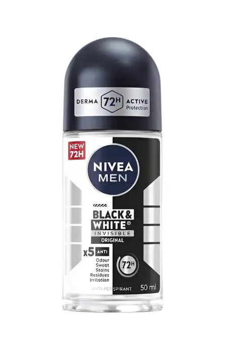 NIVEA MEN BLACK & WHITE INVISIBLE ORIGINAL ANTI-PERSPIRANT, 50 ML murukali.com
