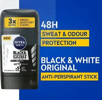 NIVEA MEN Black & White Invisible Original Anti-Perspirant Stick 50ml Murukali.com