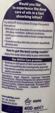 NIVEA Oil in Lotion Orange Blossom & Avocado Oil 400ml Murukali.com