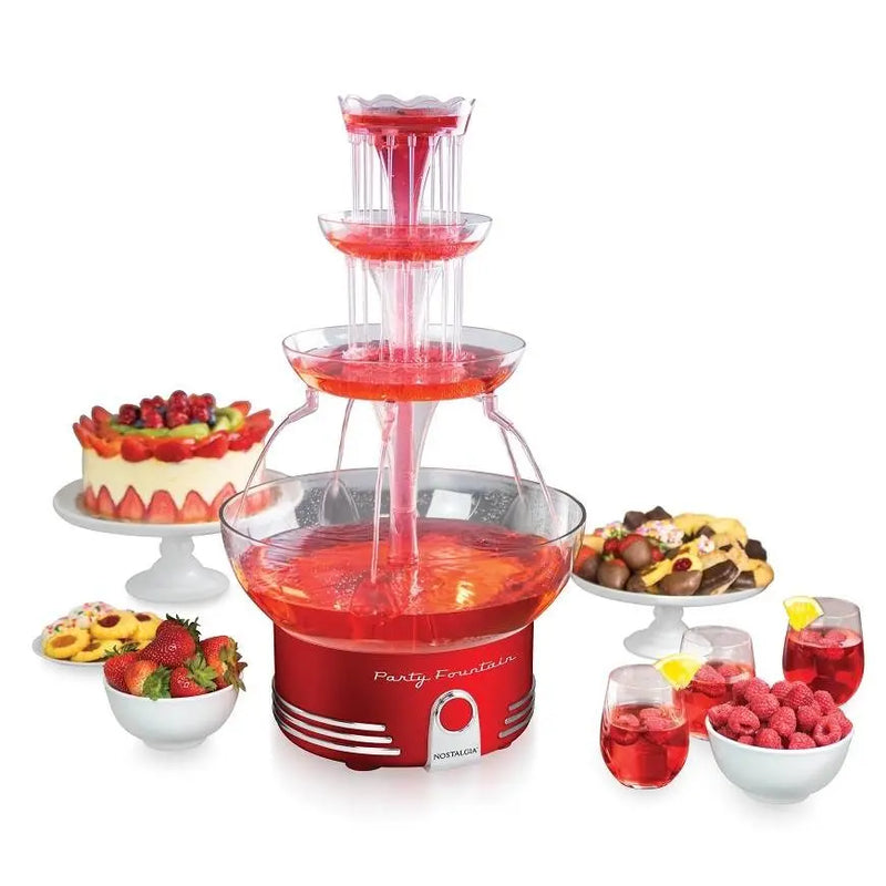 NOSTALGIA Retro Lighted Party Fountain  – Red Deluxe Murukali.com