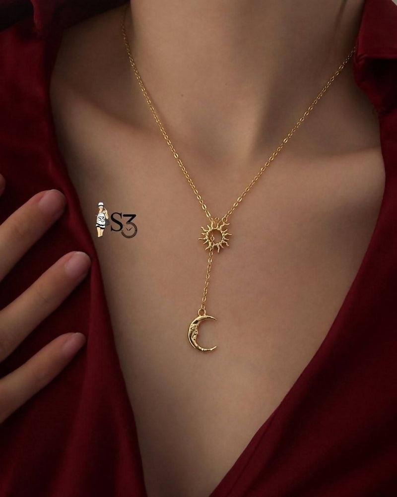 Sun & Moon Lariat Necklace 50gm