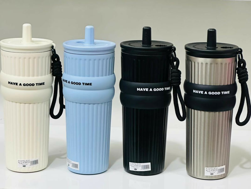 Insulated Tumbler with Straw and Carry Strap