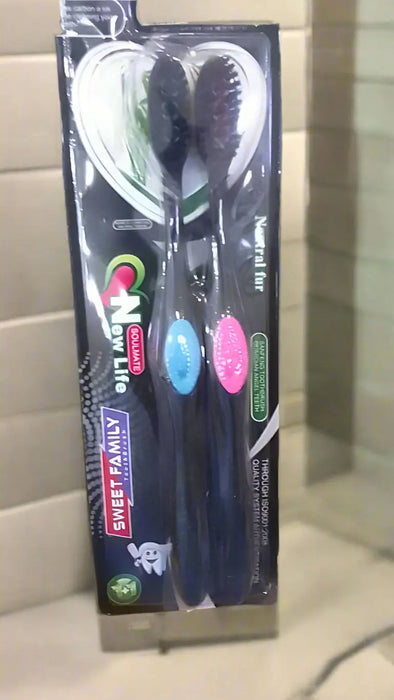New Soulmate Family Black Toothbrush Set - 2-Pack with Soft Bristles Murukali.com