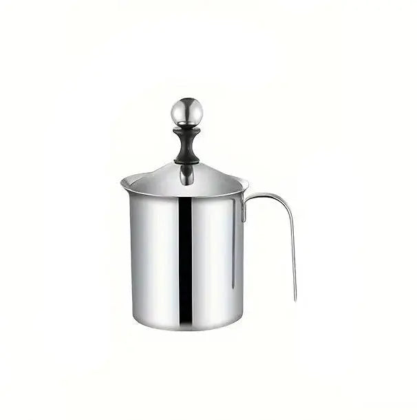 Nian Nian Shun SS Doppelnetz-Milchaufschäumer – 400ml Manuell Edelstahl