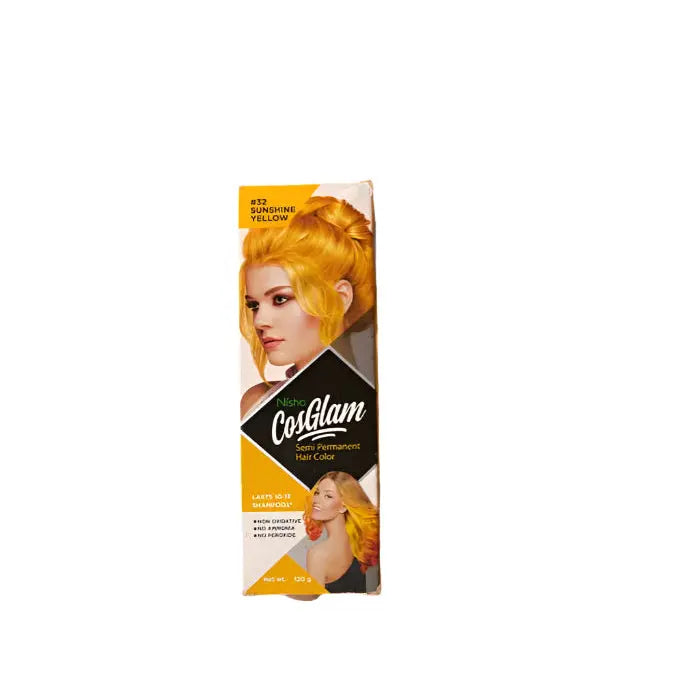 Nisha CosGlam Semi-Permanent Hair Color Sunshine Yellow – 120g Murukali.com